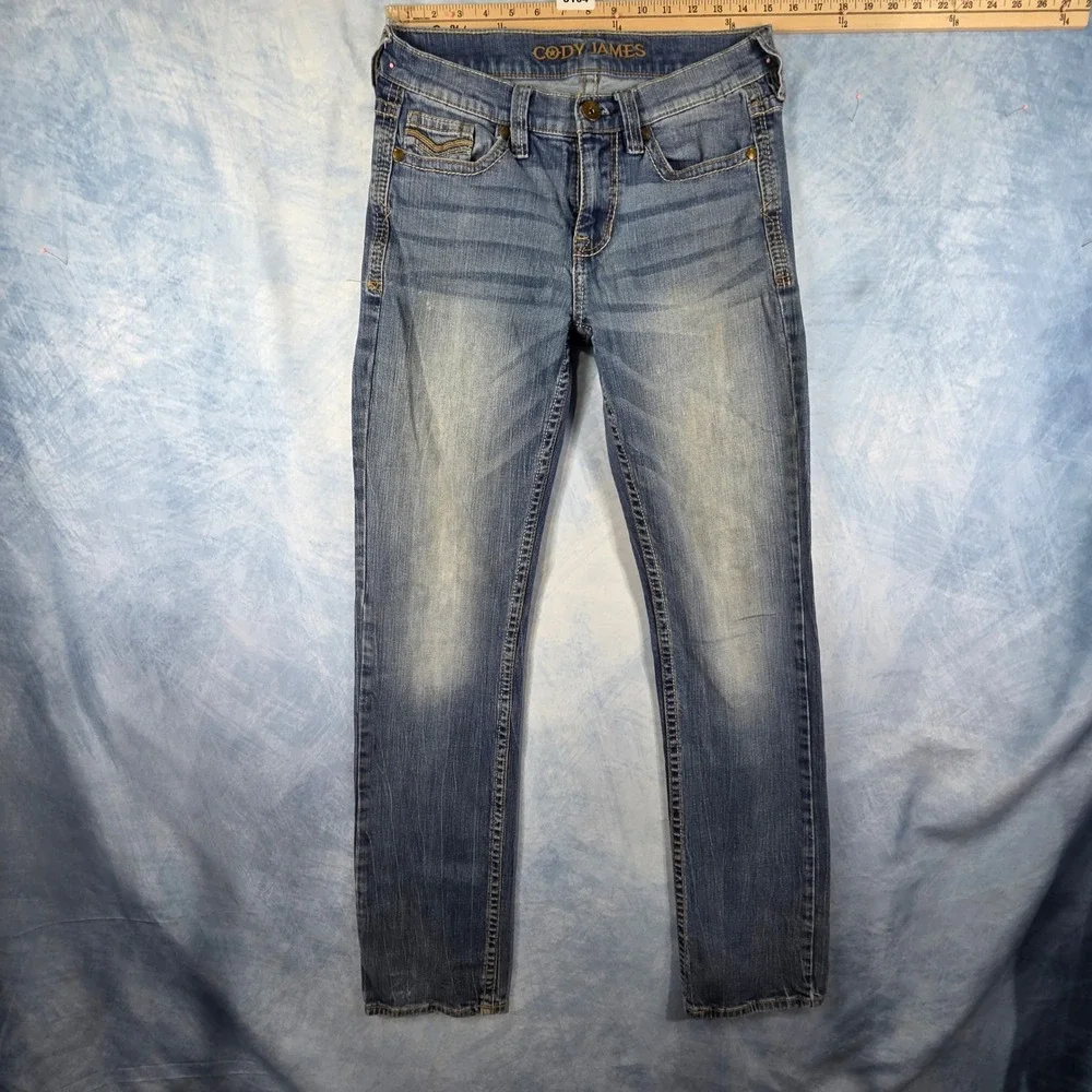 Cody James Mens Slim Straight Western Denim Jeans Medium Wash Blue 30x36